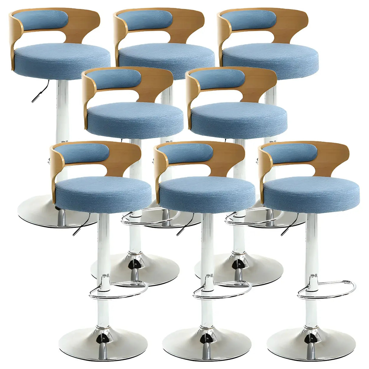 Round Adjustable Fabric Cotton Cushion Swivel Bar Stool Image - 54