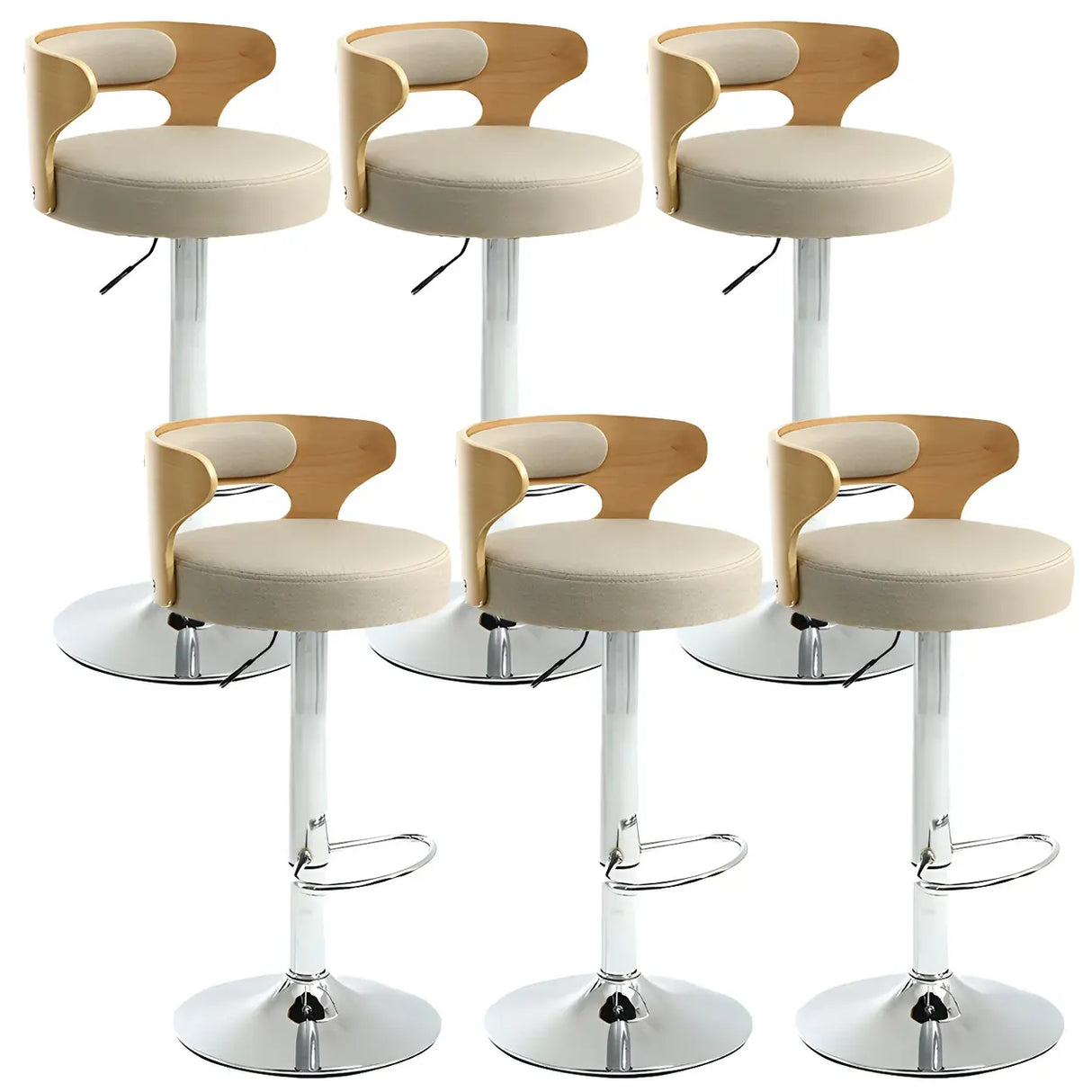 Round Adjustable Fabric Cotton Cushion Swivel Bar Stool Image - 63
