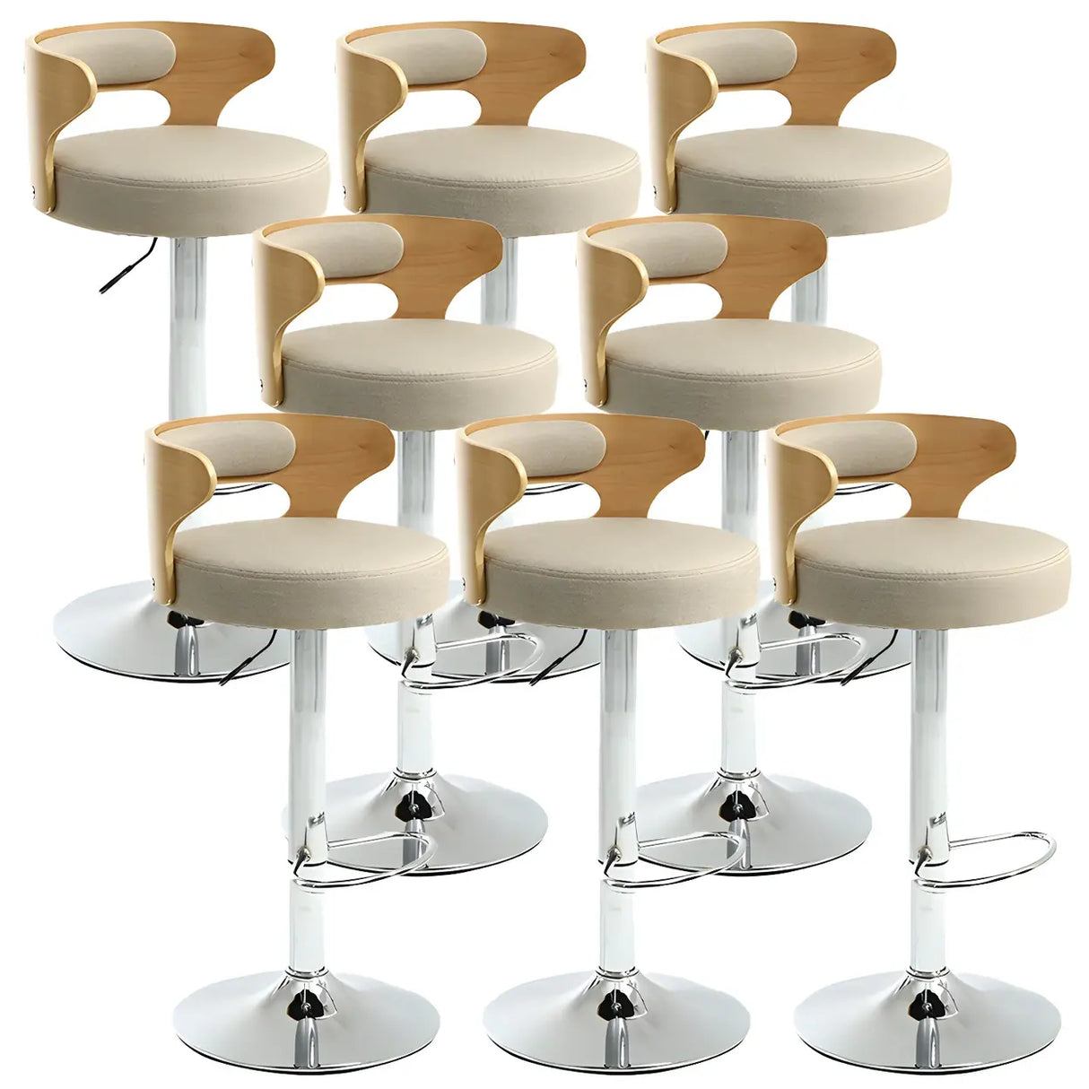 Round Adjustable Fabric Cotton Cushion Swivel Bar Stool Image - 64