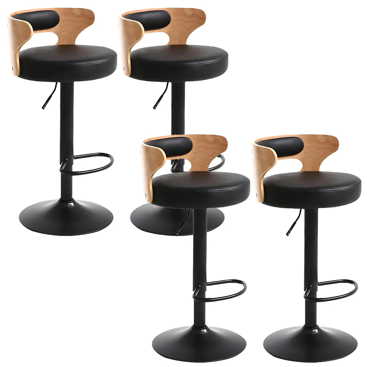 Round Adjustable Fabric Cotton Cushion Swivel Bar Stool Image - 6