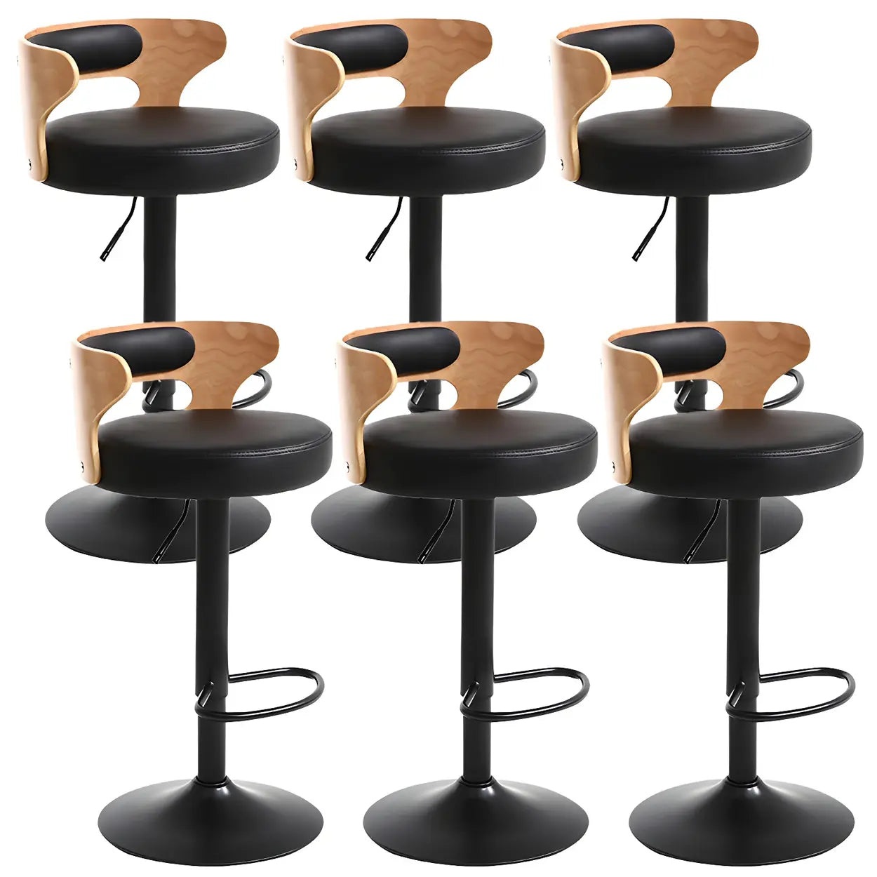 Round Adjustable Fabric Cotton Cushion Swivel Bar Stool Image - 8