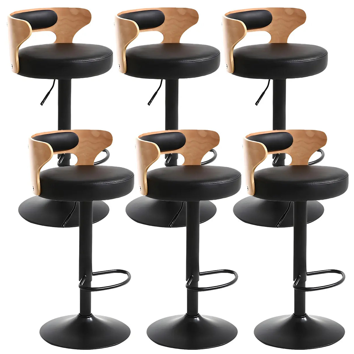 Round Adjustable Fabric Cotton Cushion Swivel Bar Stool Image - 8