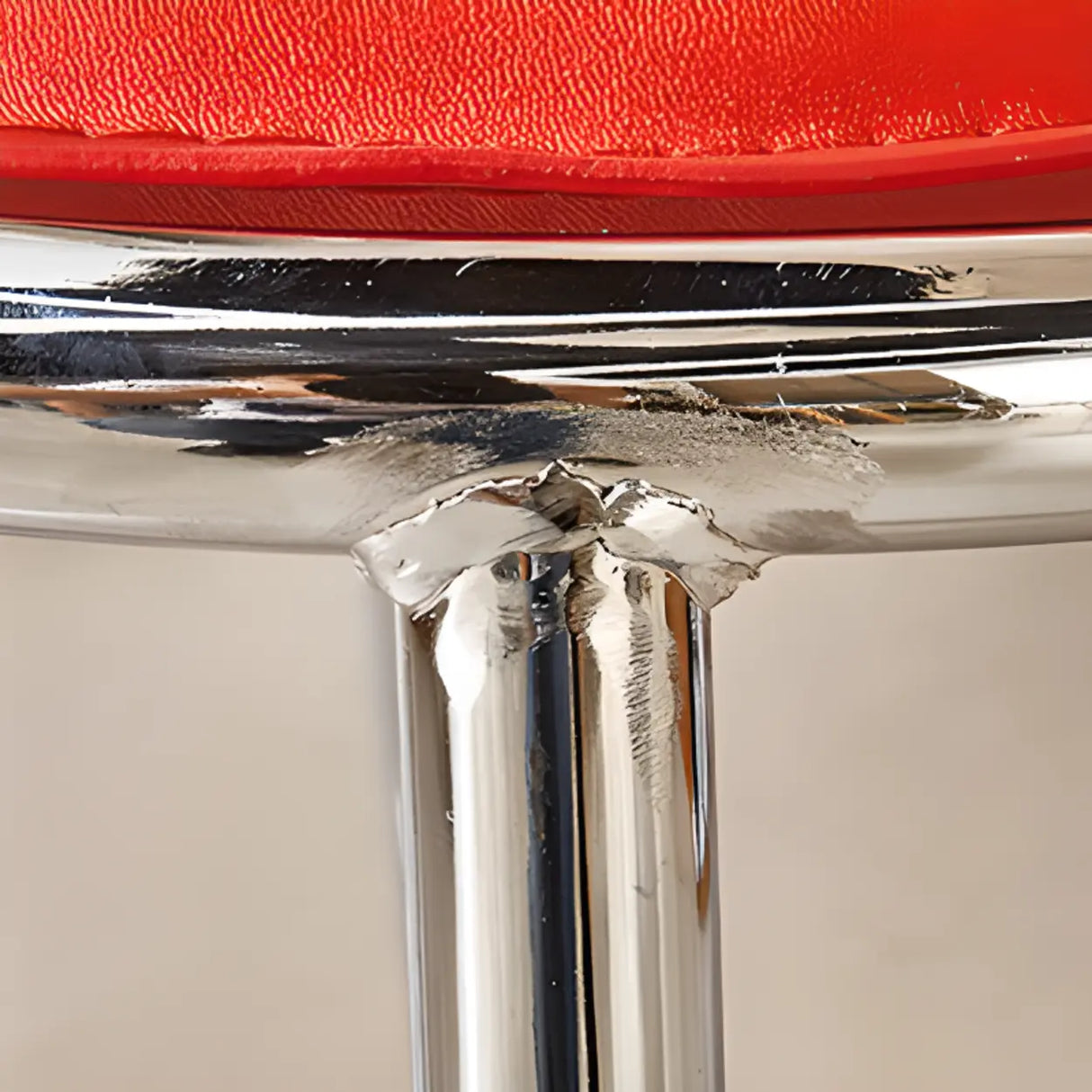 Round Armless Faux Leather Open Back Metal Dining Chair Image - 10