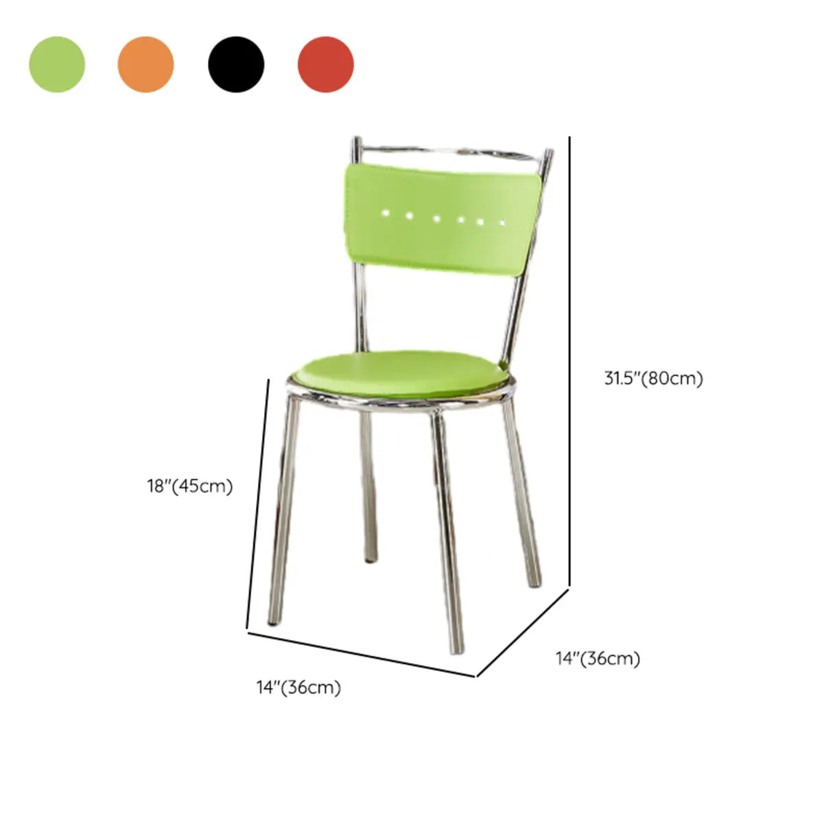 Round Armless Faux Leather Open Back Metal Dining Chair Image - 18