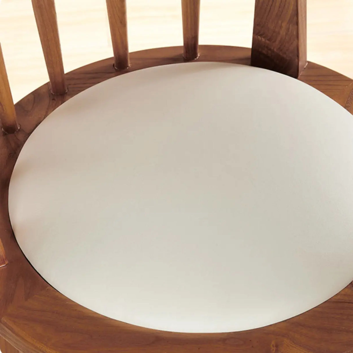 Round Ash Wood Faux Leather Bar Stools Dark Walnut Image - 12