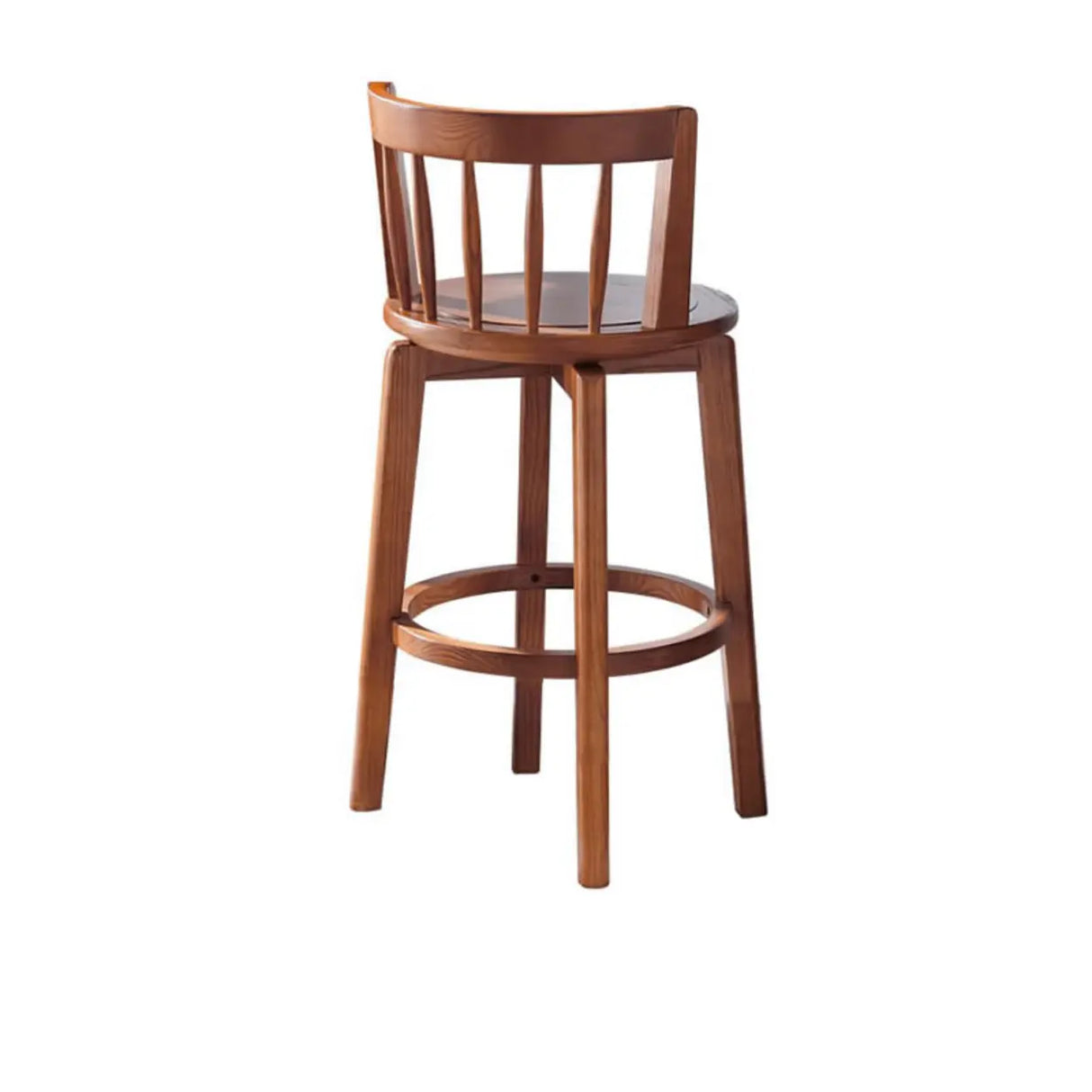 Round Ash Wood Faux Leather Bar Stools Dark Walnut Image - 3