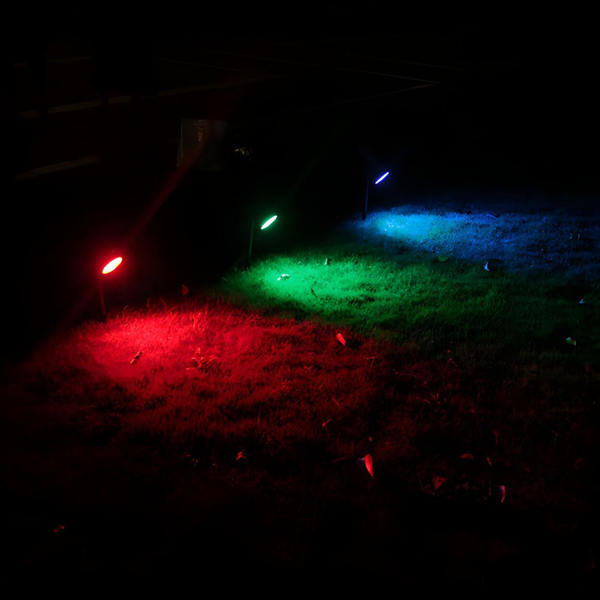 Round Black Lawn Stake Spotlight Landscape Lighting Image - 5