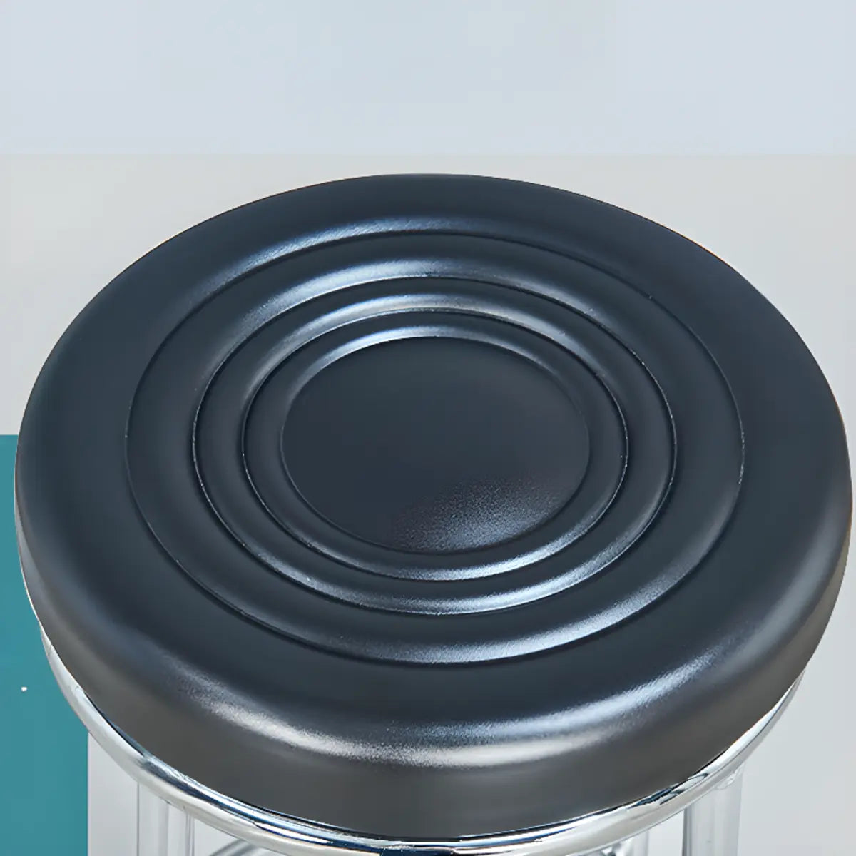 Round Cushioned Seat Metal Backless Bar Stool Black Image - 12