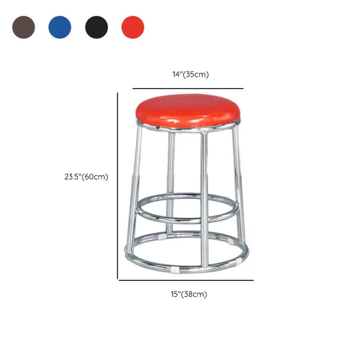 Round Cushioned Seat Metal Backless Bar Stool Black