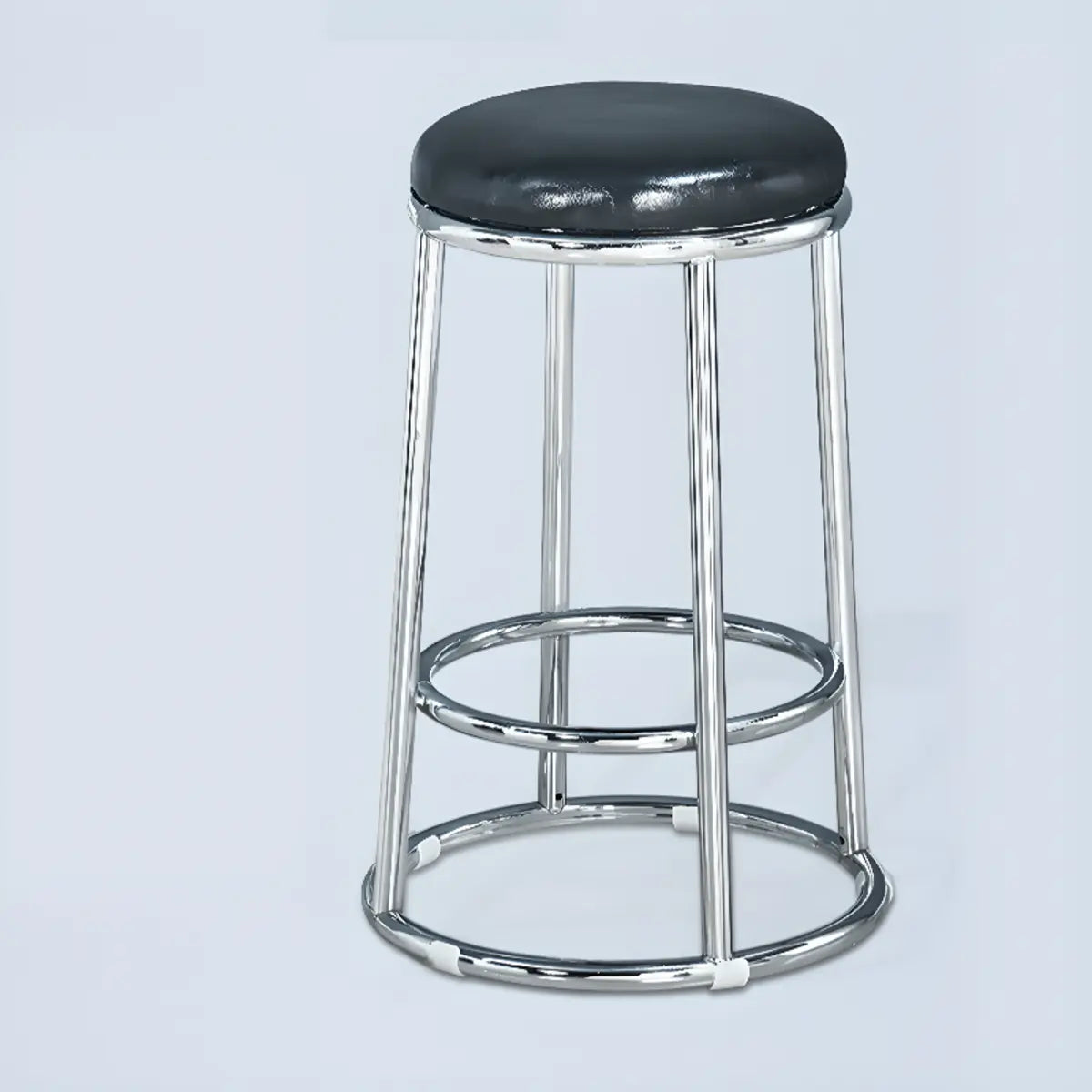 Round Cushioned Seat Metal Backless Bar Stool Black Image - 9