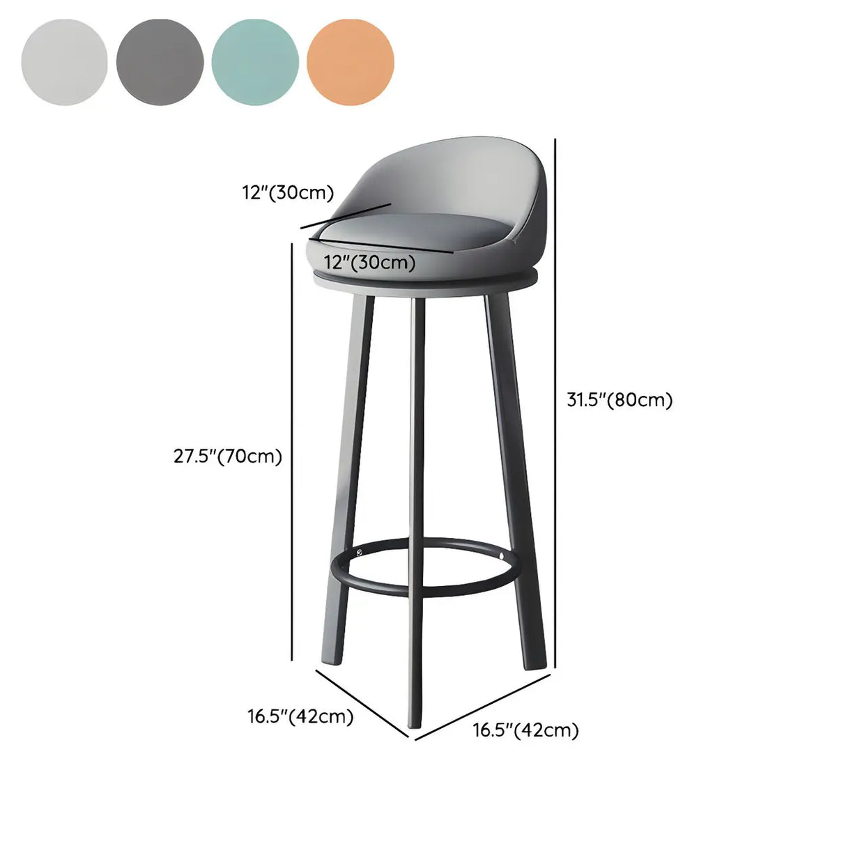 Round Fabric Upholstered Metal Tripod Armless Bar Stool Image - 11