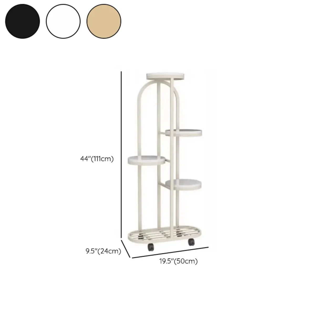 Round Faux Marble Tray Arched Plant Stand with Wheels Image - 16