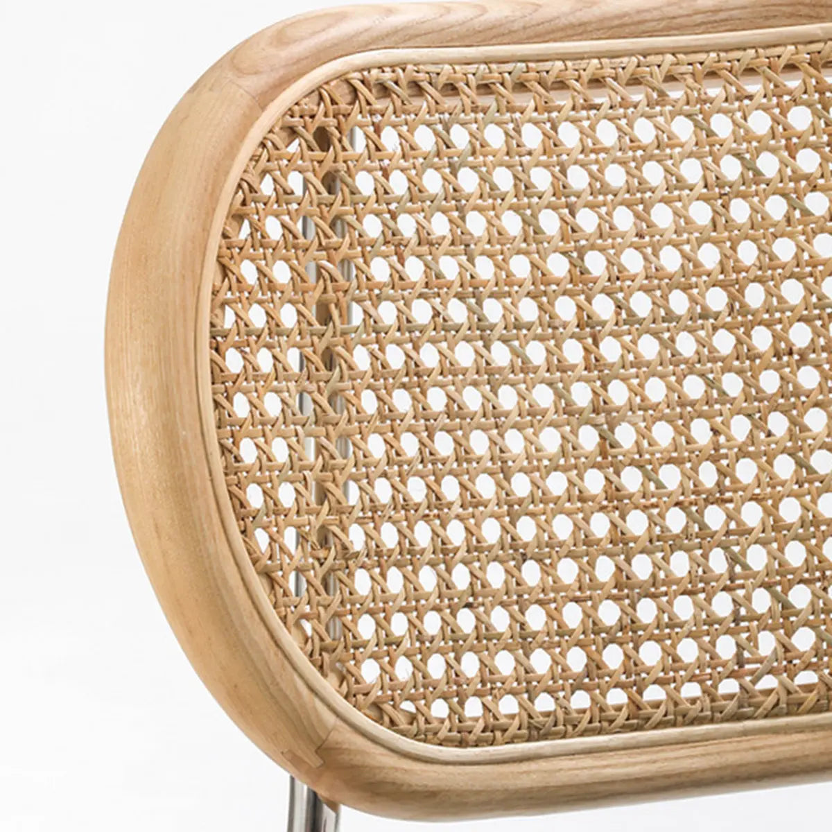 Round Faux Rattan Open Back Leather Dining Chair Coffee Image - 8