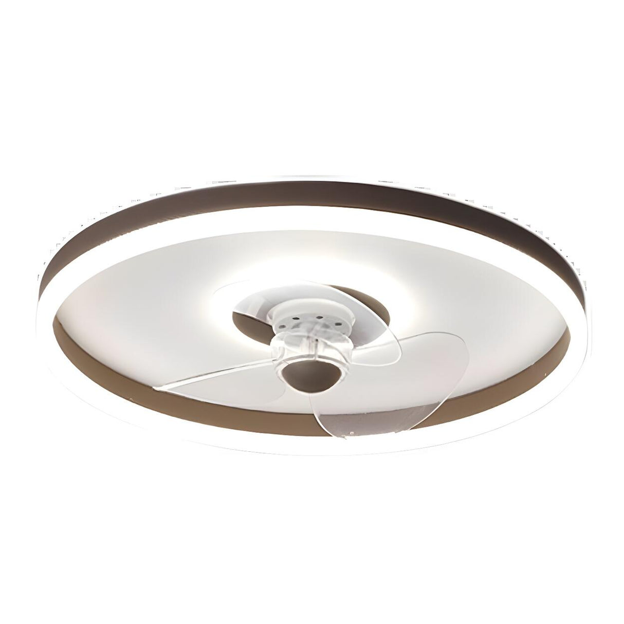 Round Flush Mount Modern Ceiling Fan with LED Light Image - 10