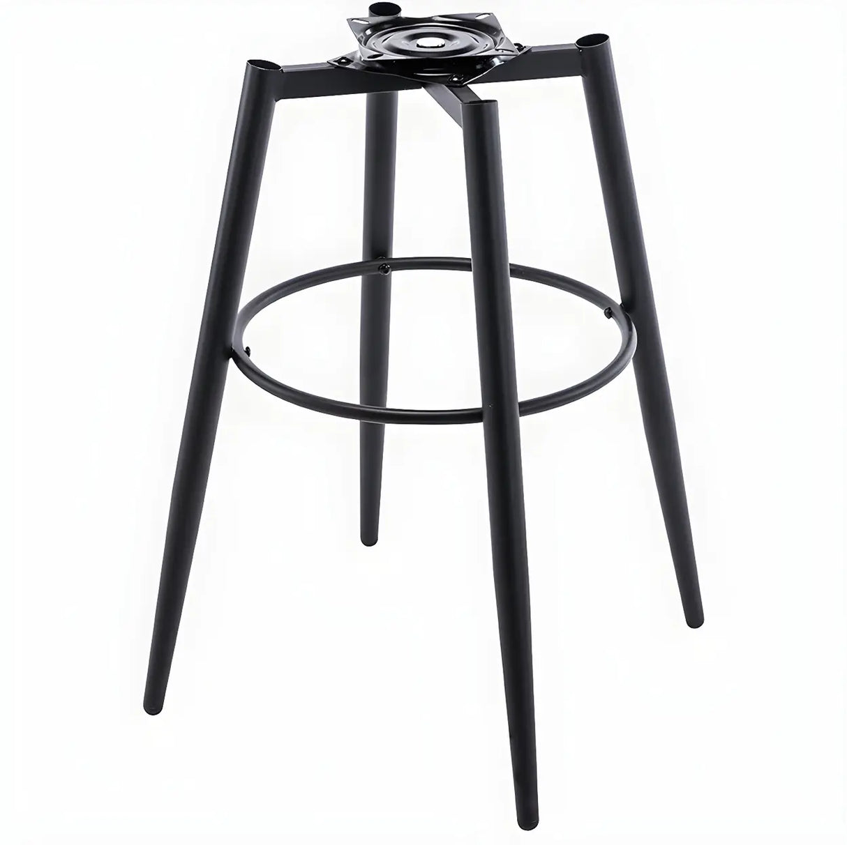 Round Leather Backrest Arm Black Iron Base Bar Stool Image - 13