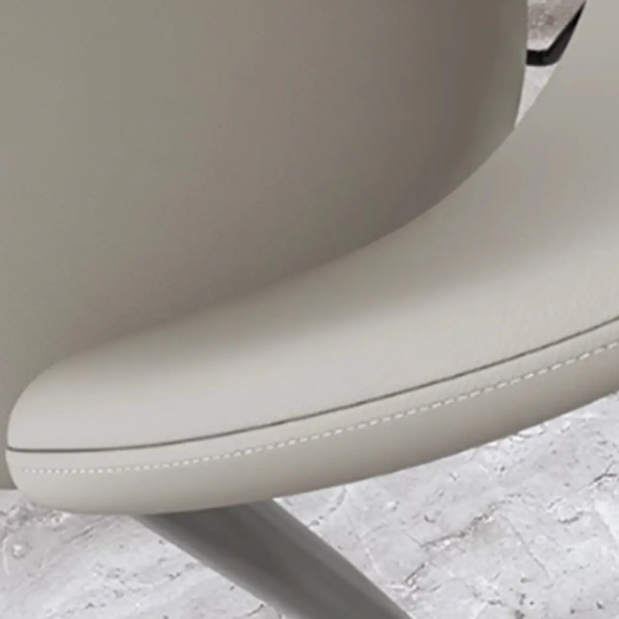 Round Leather Curved Back Metal Dining Chairs Grey Image - 10