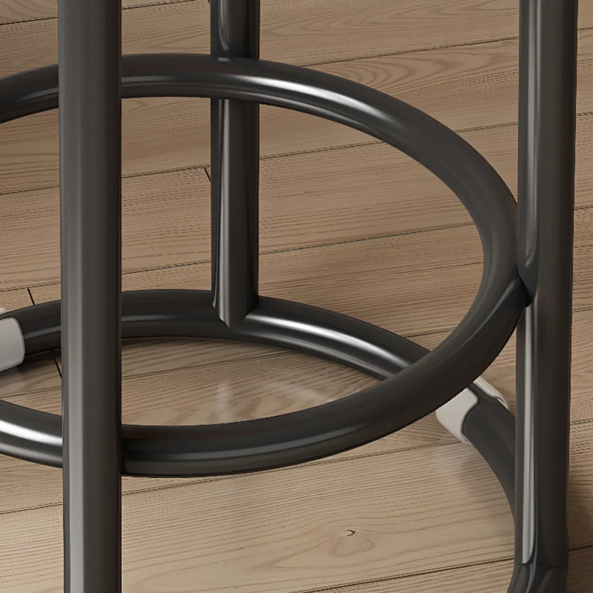 Round Leather Seat Steel Frame Backless Bar Stool Image - 11