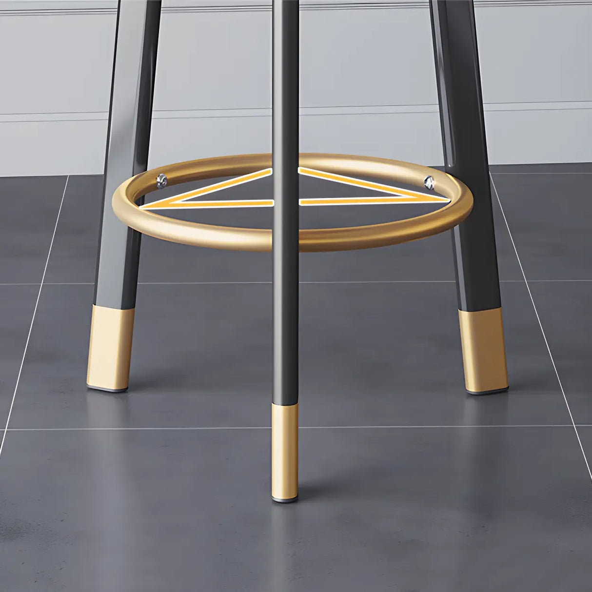 Round Leather Seat Tripod Steel Bar Stools Image - 4