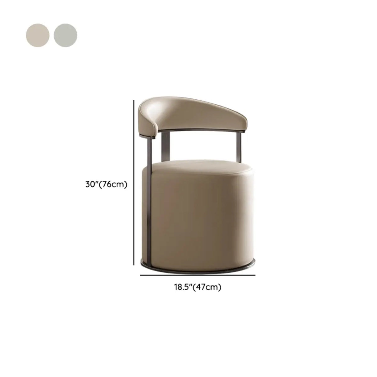 Round Leather Seating Curved Back Dining Chair Nude