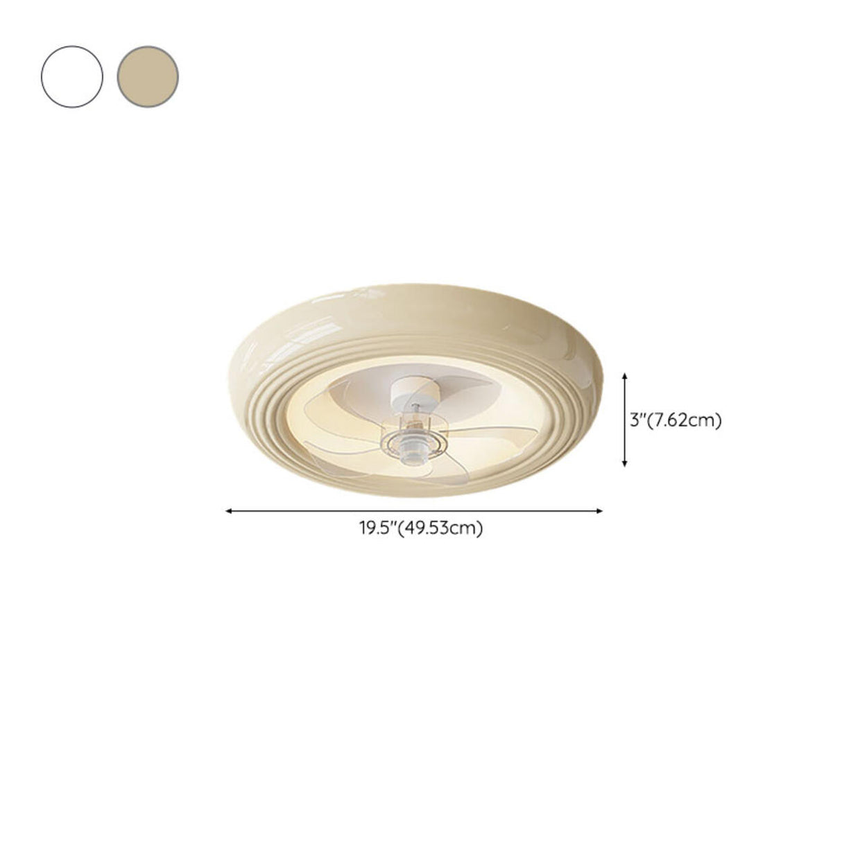 Round Living Room Stepless Dimming Ceiling Fan Light