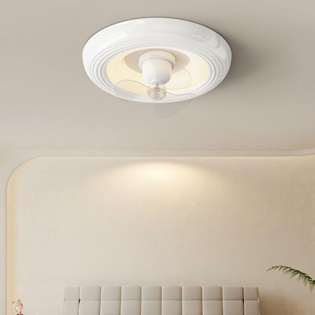 Round Living Room Stepless Dimming Ceiling Fan Light Image - 4