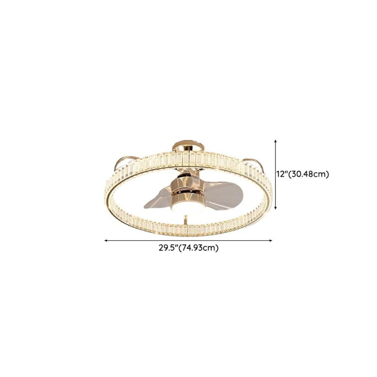 Round Luxury Gold Crystal LED Ceiling Fan with Light Image - 13