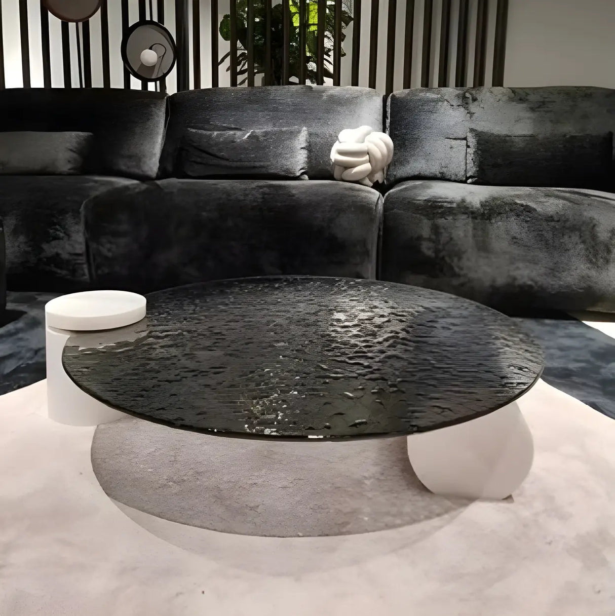 Round Marble Glass Scratch Resistant Coffee Table Image - 12