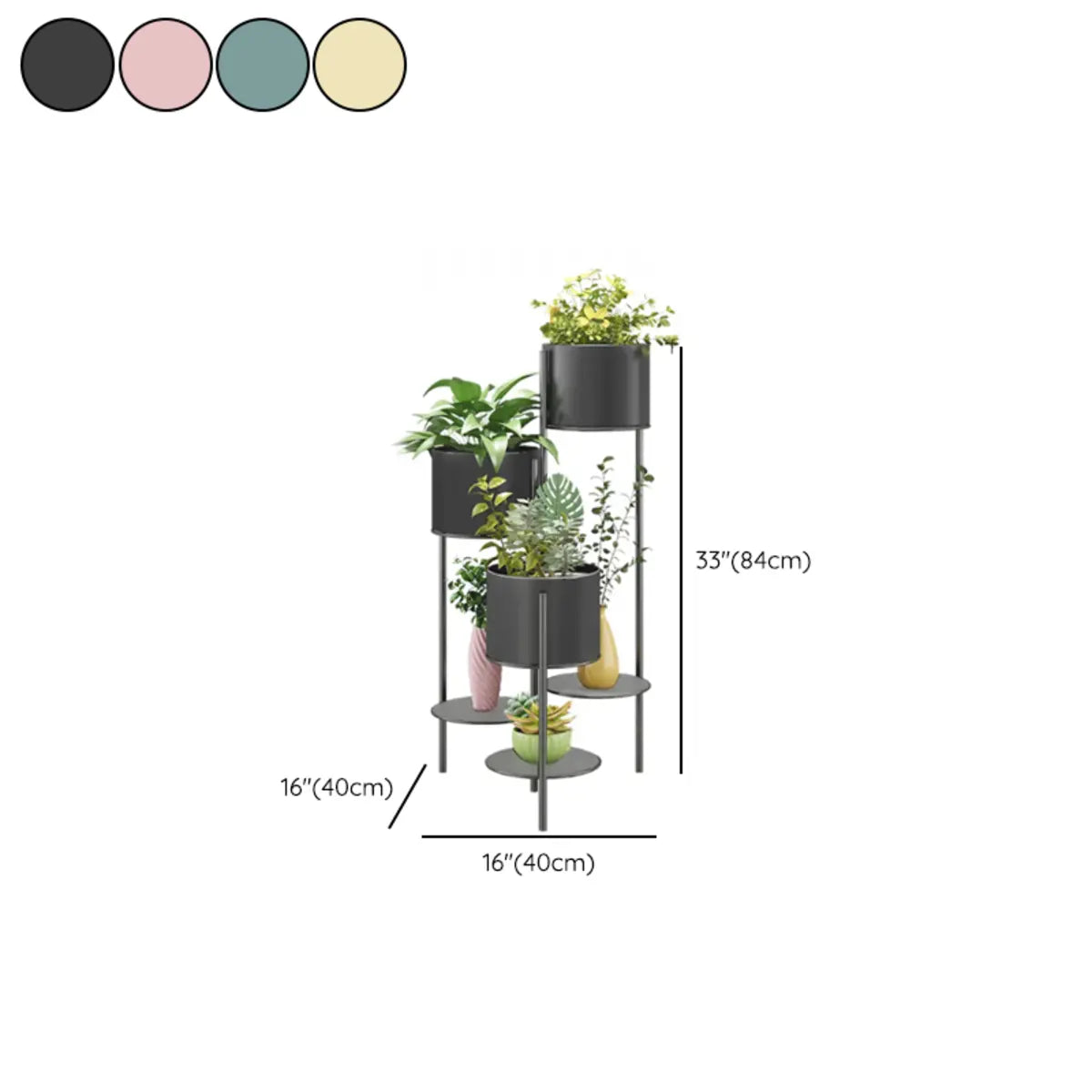 Round Metal Holder Indoor 6-Tier Pot Plant Stand Blue