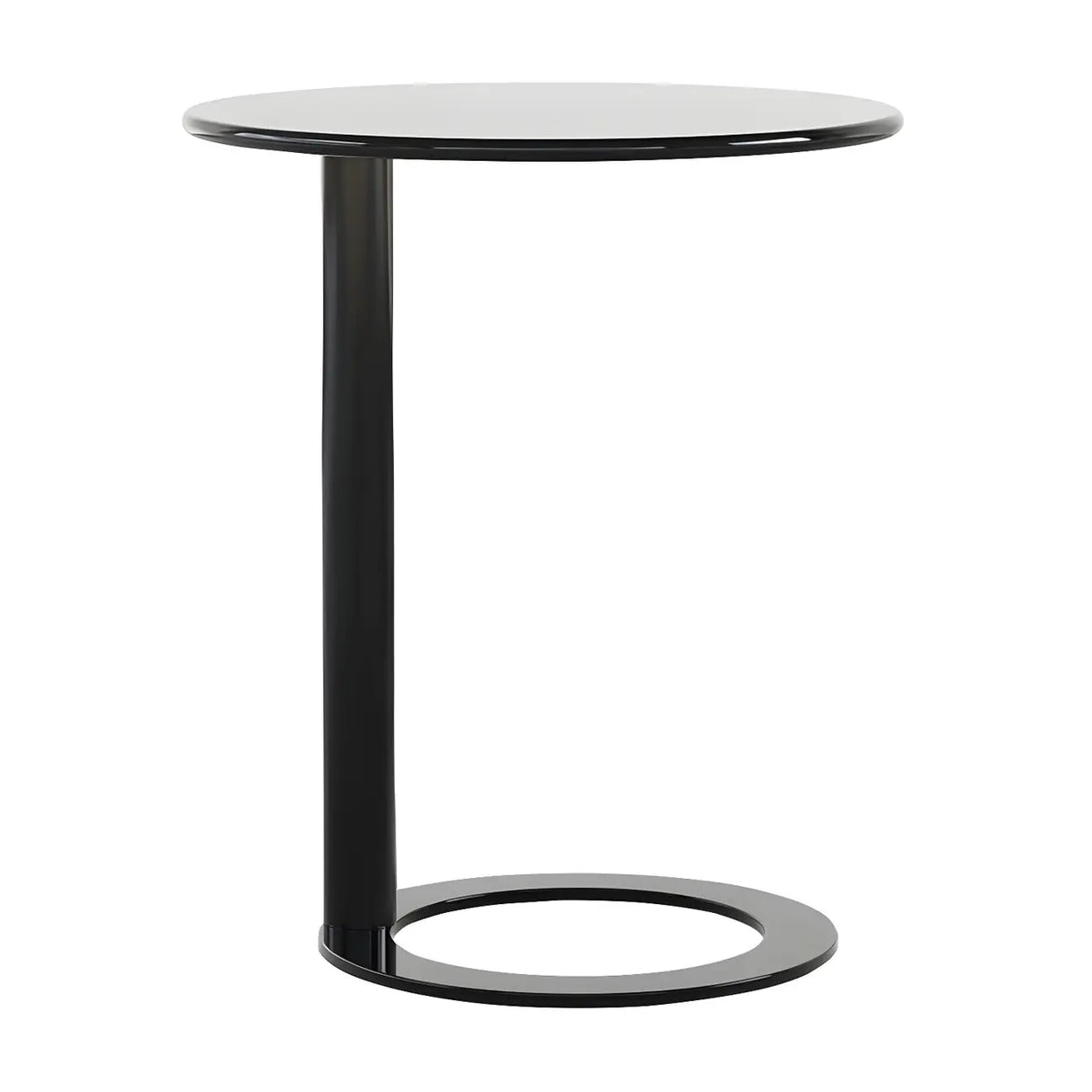 Round Metal White Pedestal Accent C-Shaped Side Table Image - 11