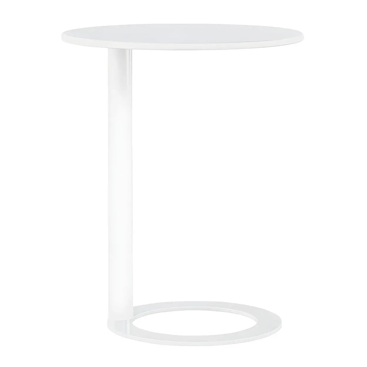 Round Metal White Pedestal Accent C-Shaped Side Table Image - 12