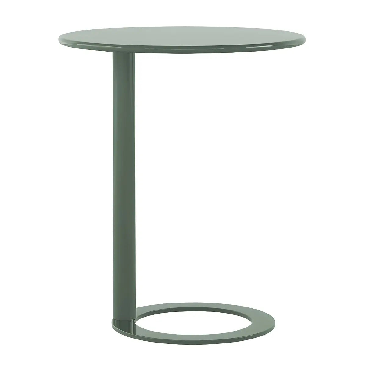 Round Metal White Pedestal Accent C-Shaped Side Table Image - 14