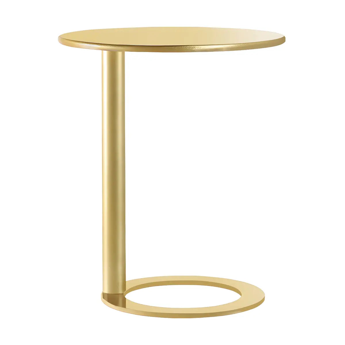 Round Metal White Pedestal Accent C-Shaped Side Table Image - 15