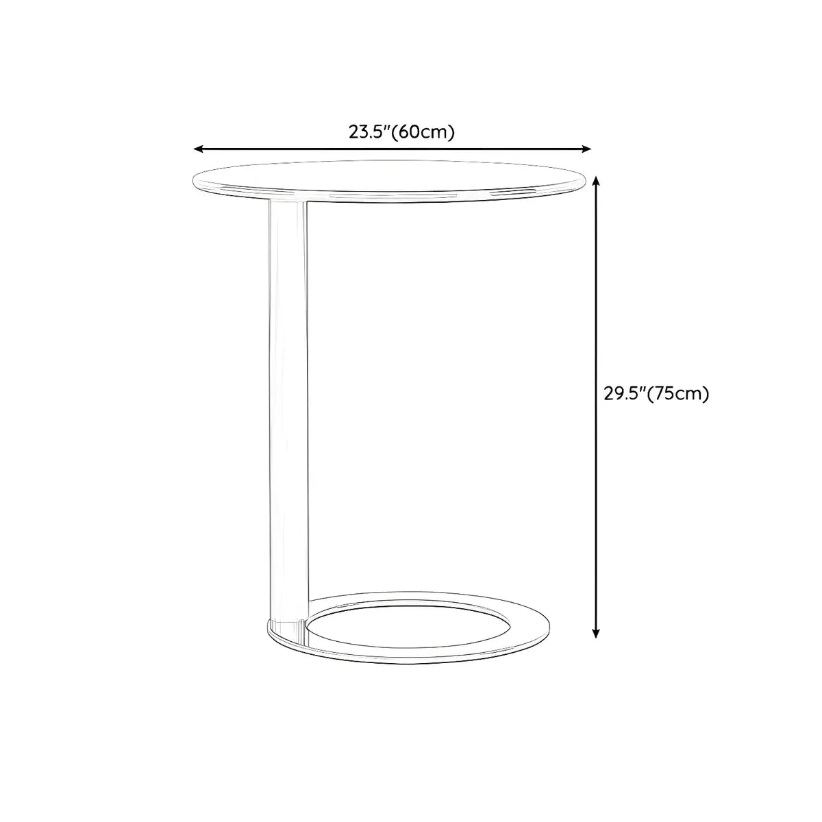 Round Metal White Pedestal Accent C-Shaped Side Table Image - 18