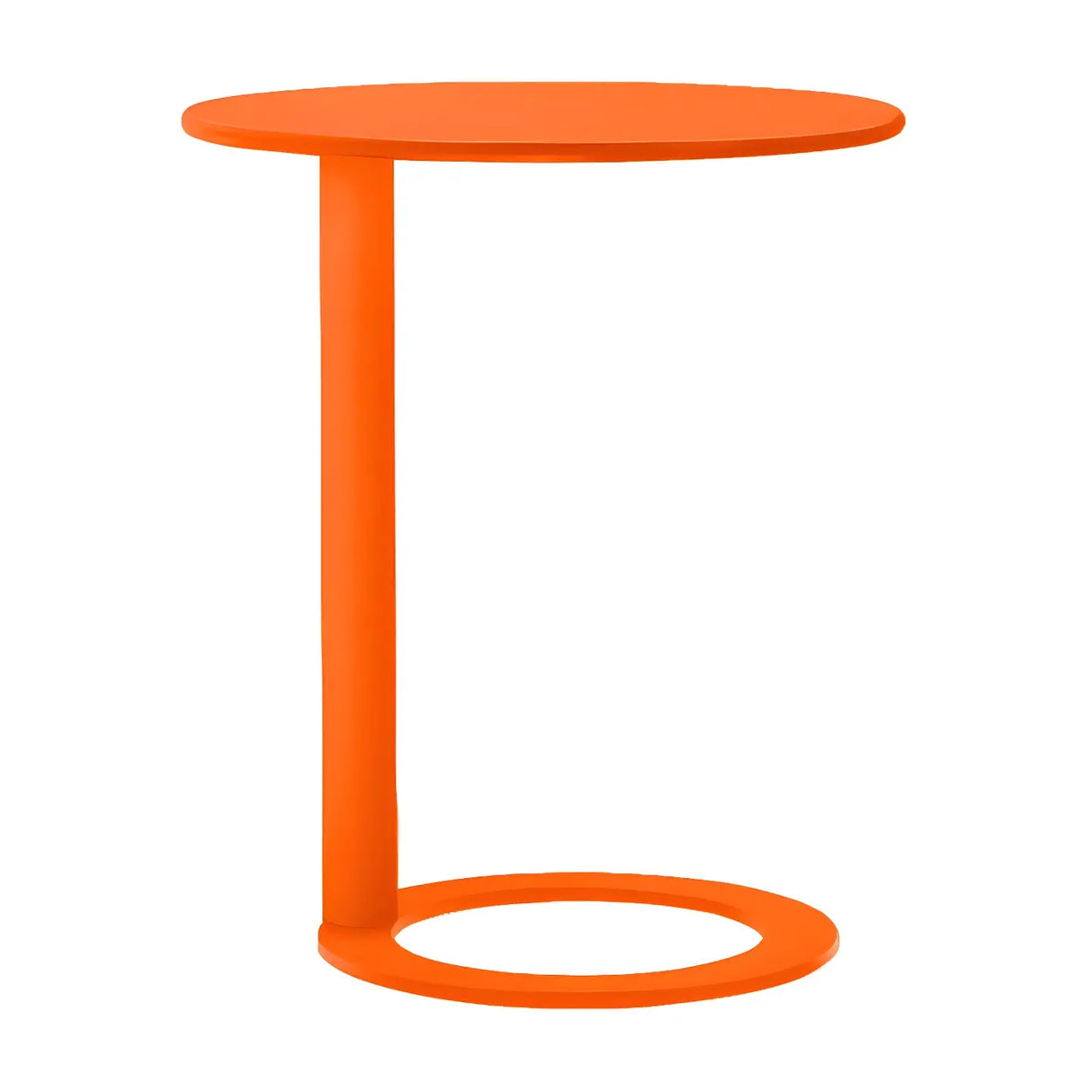 Round Metal White Pedestal Accent C-Shaped Side Table Image - 2