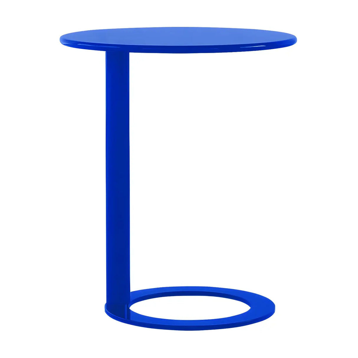 Round Metal White Pedestal Accent C-Shaped Side Table Image - 4