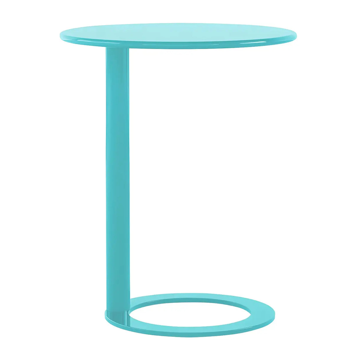Round Metal White Pedestal Accent C-Shaped Side Table Image - 8