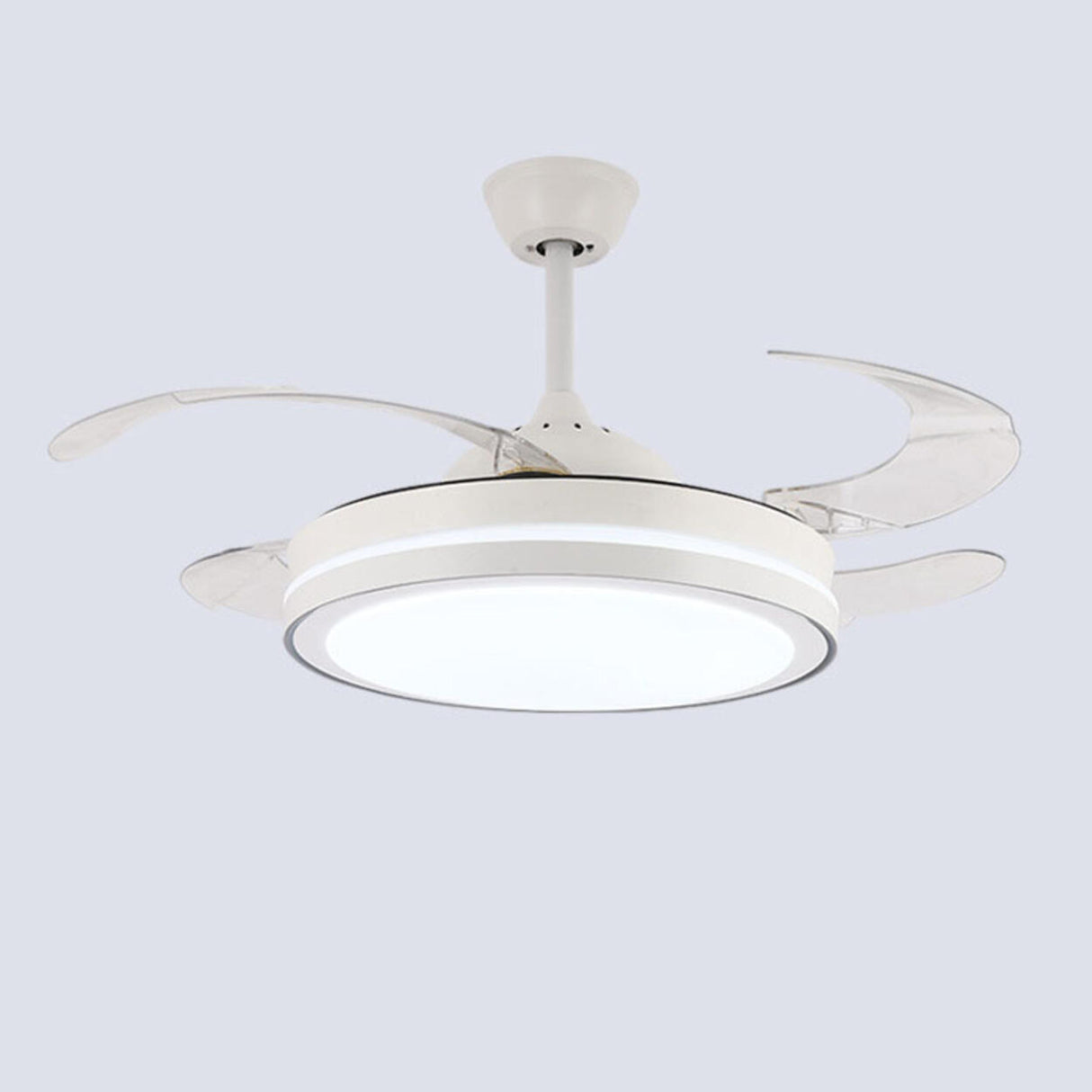 Round Modern 4 Clear Blade LED Ceiling Fan with Light Image - 10