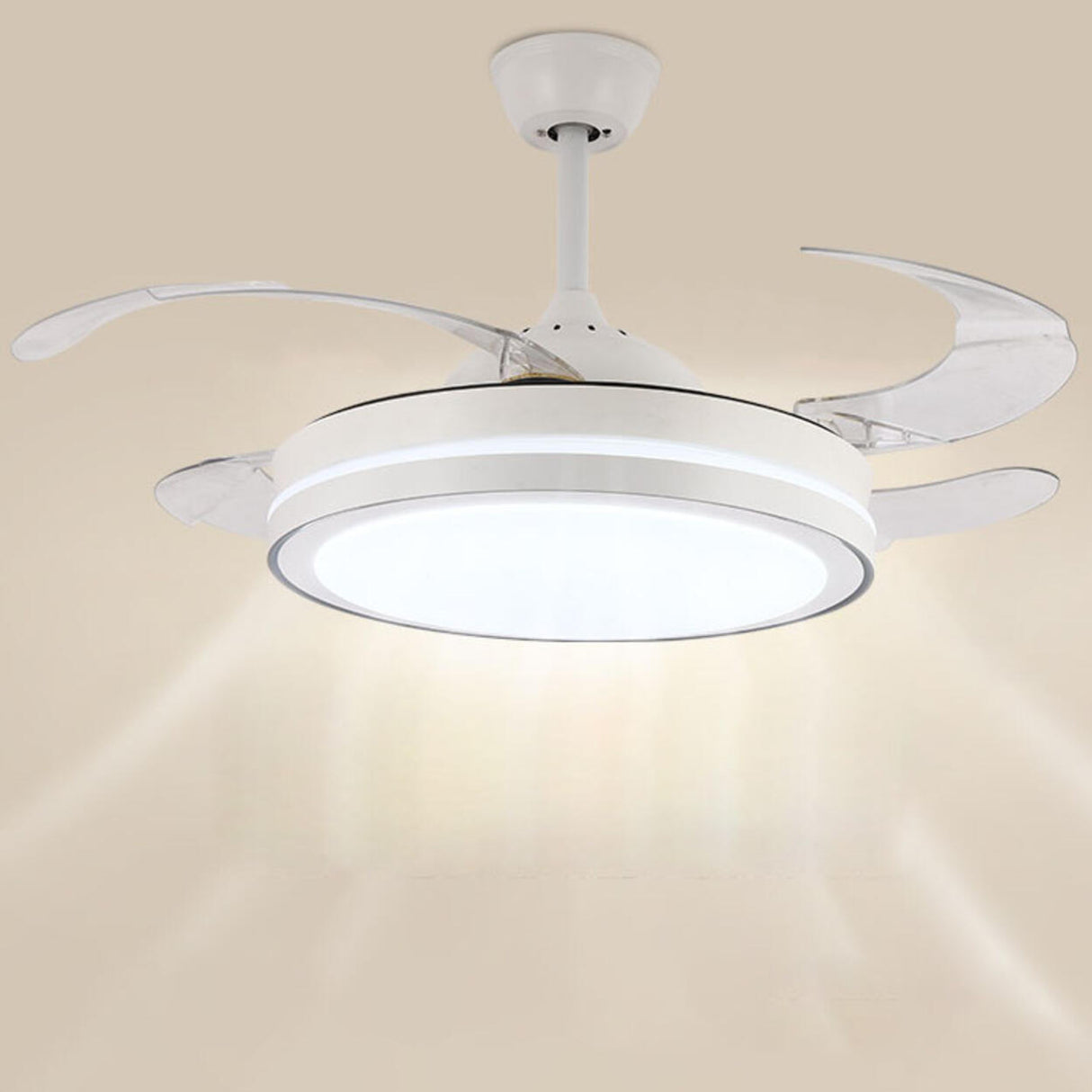 Round Modern 4 Clear Blade LED Ceiling Fan with Light Image - 11