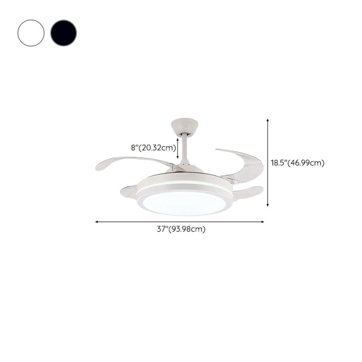 Round Modern 4 Clear Blade LED Ceiling Fan with Light Image - 25