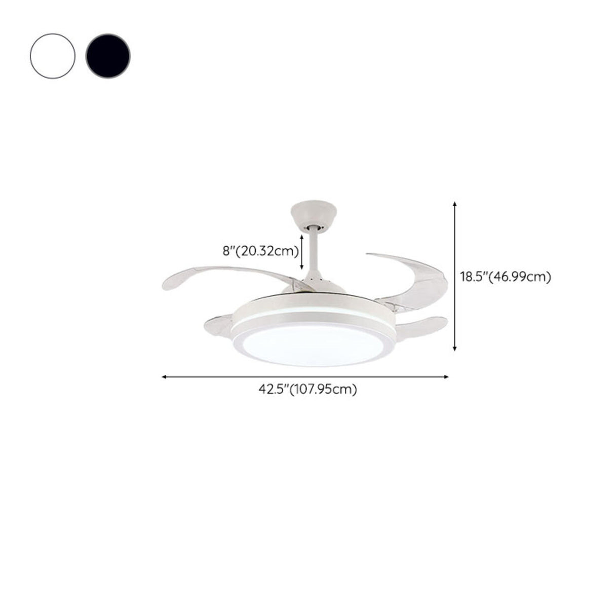Round Modern 4 Clear Blade LED Ceiling Fan with Light Image - 26