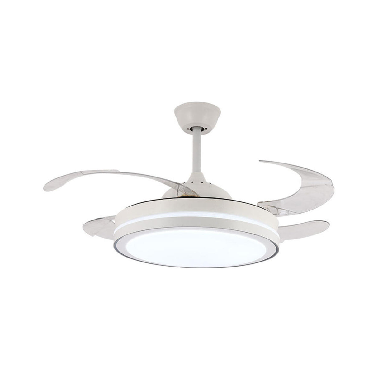 Round Modern 4 Clear Blade LED Ceiling Fan with Light Image - 5