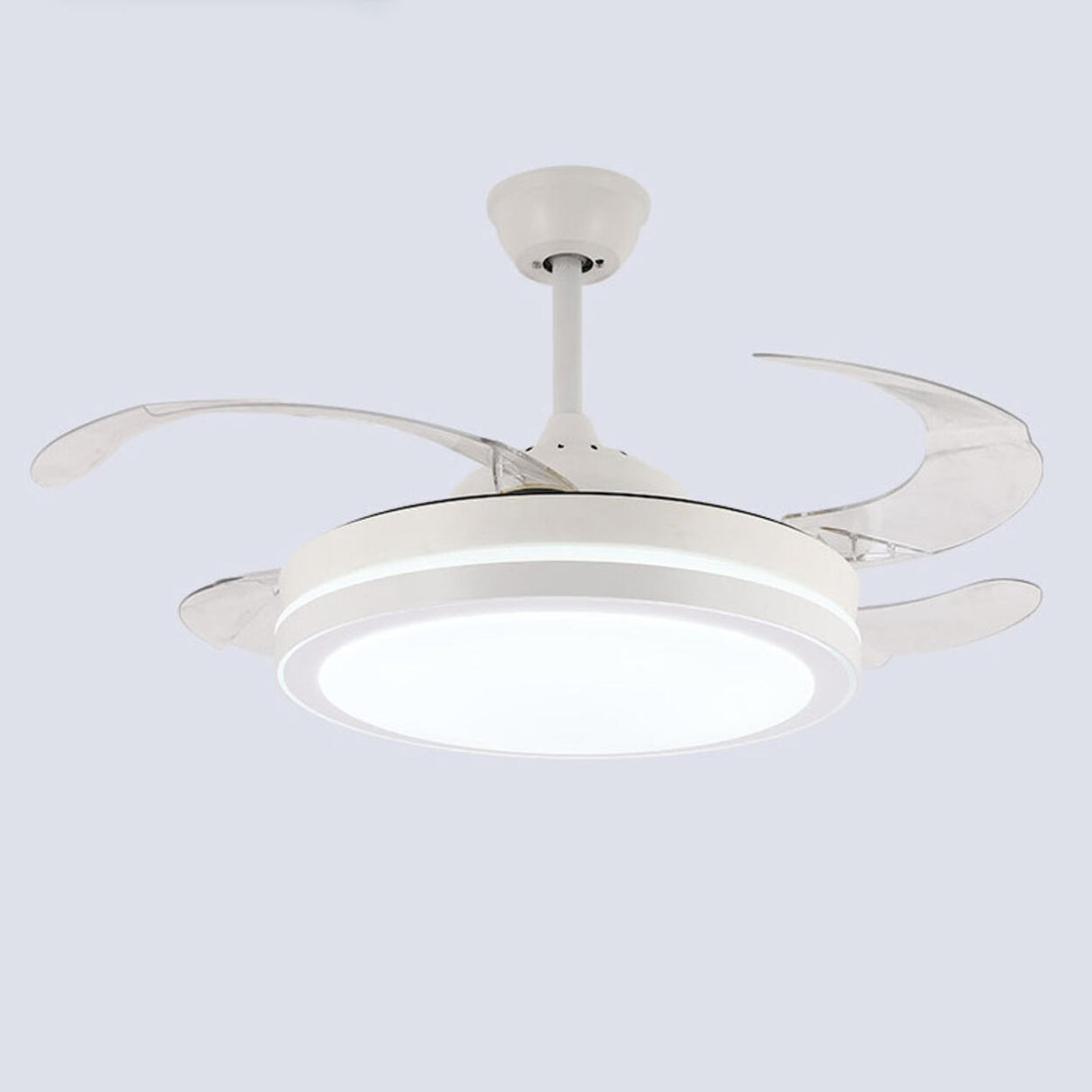 Round Modern 4 Clear Blade LED Ceiling Fan with Light Image - 6