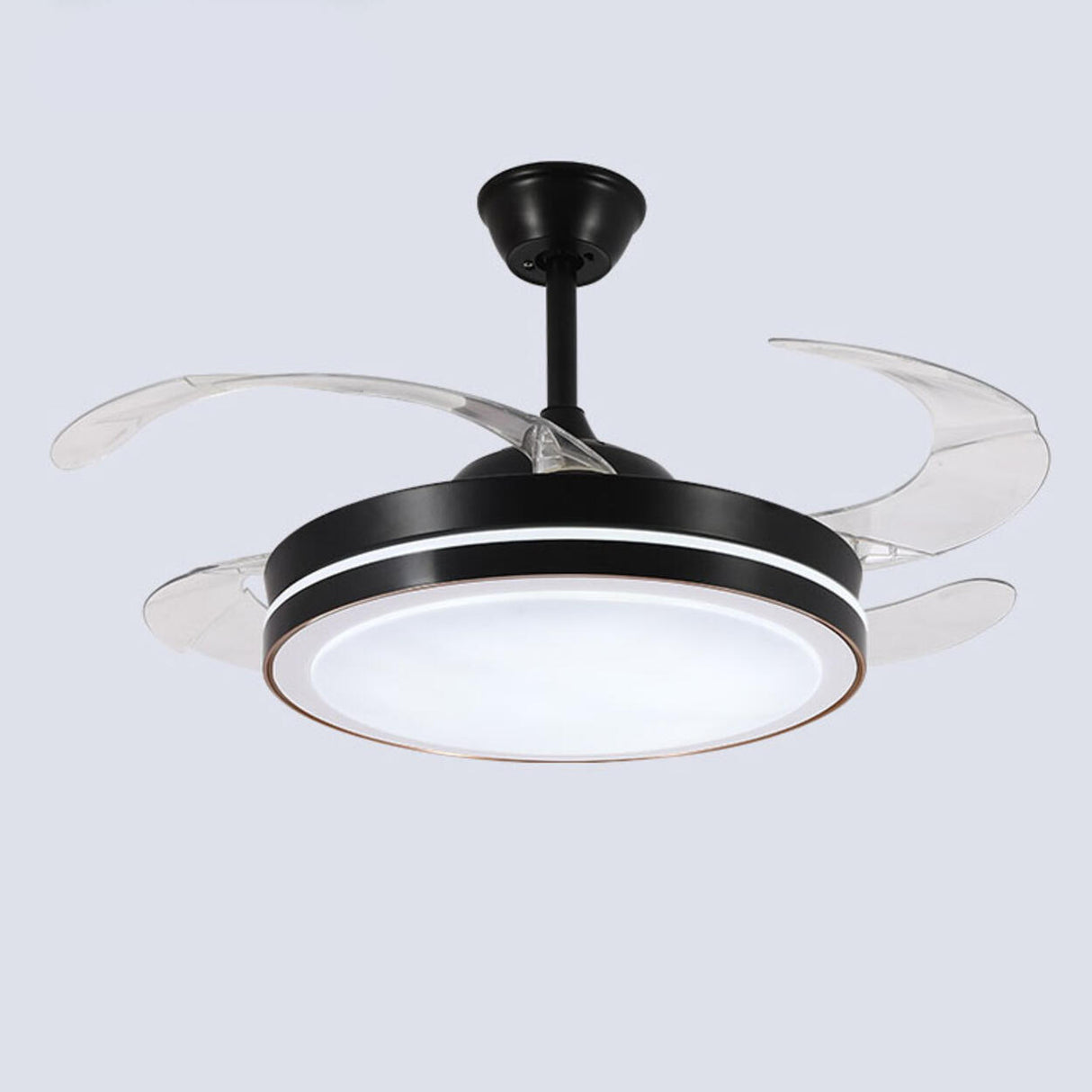 Round Modern 4 Clear Blade LED Ceiling Fan with Light Image - 7