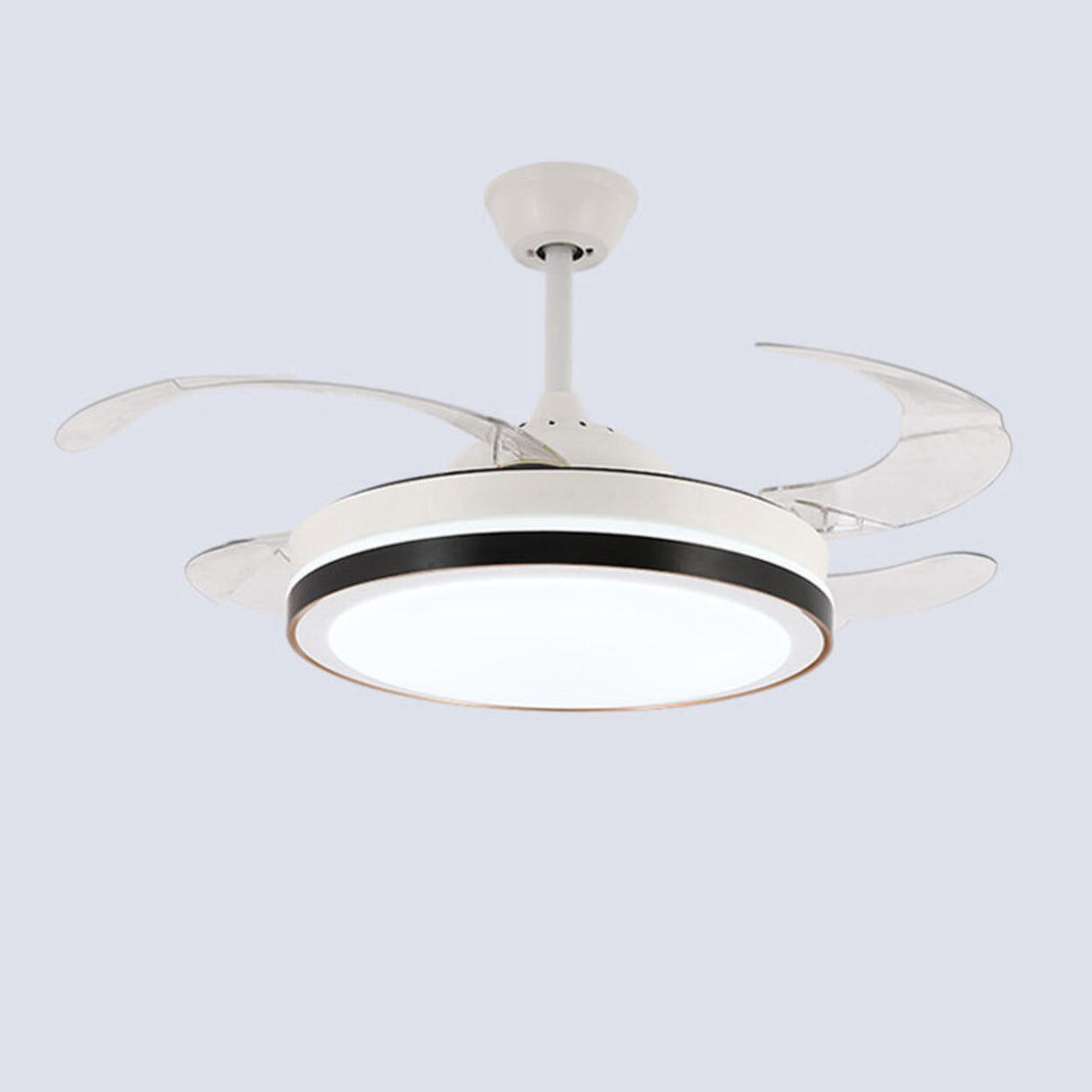 Round Modern 4 Clear Blade LED Ceiling Fan with Light Image - 8