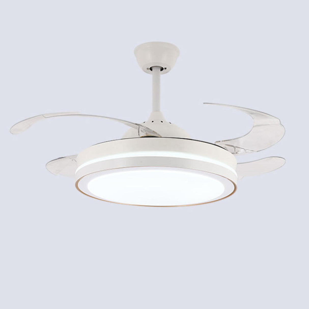 Round Modern 4 Clear Blade LED Ceiling Fan with Light Image - 9