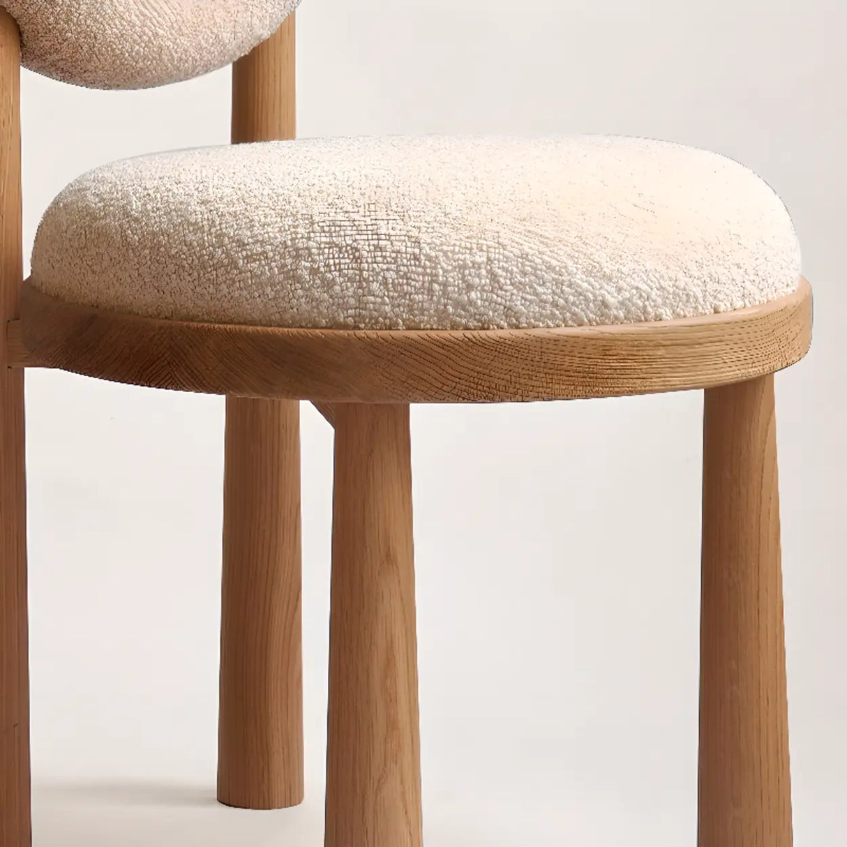 Round Off-White King Louis Back Wood Dining Chairs Image - 10