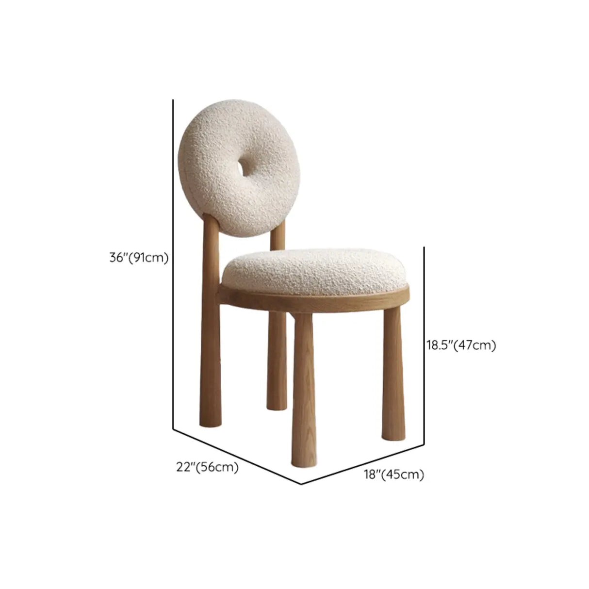 Round Off-White King Louis Back Wood Dining Chairs