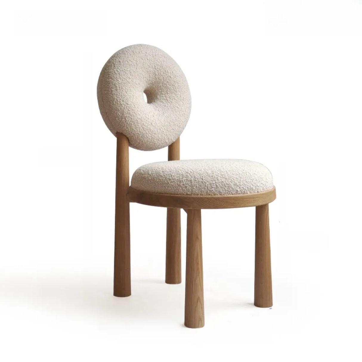 Round Off-White King Louis Back Wood Dining Chairs Image - 2