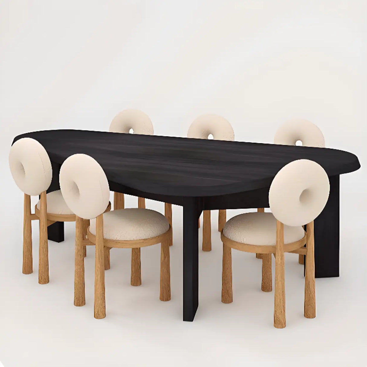 Round Off-White King Louis Back Wood Dining Chairs Image - 8