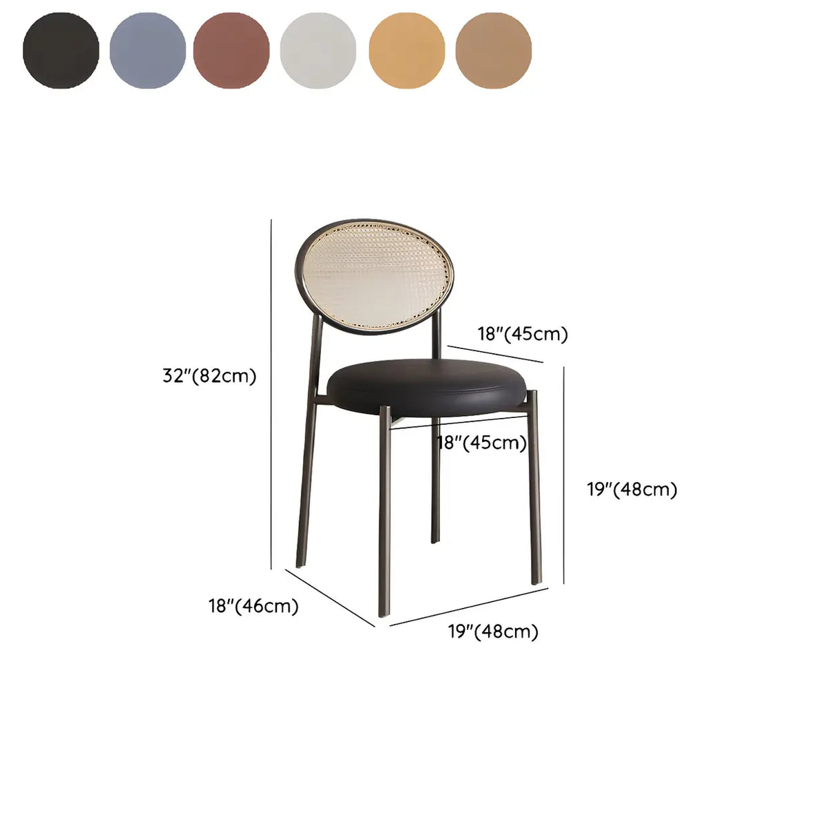 Round Open Back Leather Armless Dining Chair Orange